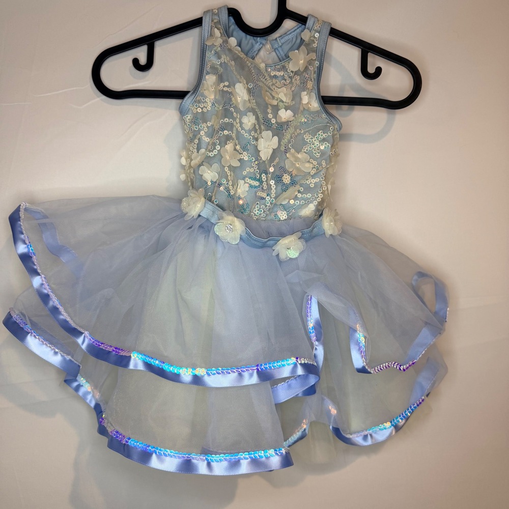 Weissman Light Blue Floral Sequin Tulle Dance Tutu Dress XXSC Kids